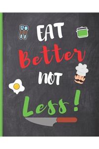 Blank Recipe Book Eat Better Not Less
