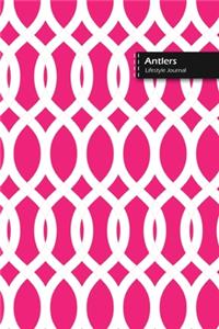 Antlers Lifestyle Journal, Blank Write-in Notebook, Dotted Lines, Wide Ruled, Size (A5) 6 x 9 In (Pink)