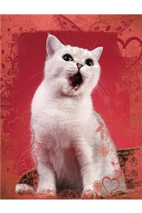 Cute White Cat Singing Composition Notebook, Graph Paper