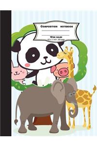 Composition notebook wide ruled 8.5 x 11 inch 200 page, Kawaii Wild Animal