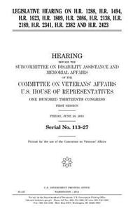 Legislative hearing on H.R. 1288, H.R. 1494, H.R. 1623, H.R. 1809, H.R. 2086, H.R. 2138, H.R. 2189, H.R. 2341, H.R. 2382, and H.R. 2423