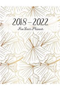 2018 - 2022 Five Year Planner: Monthly Schedule Organizer, Gold Flower, Calendar June 2018 - December 2022, Academic Monthly & Yearly Agenda