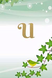 U: Initial green leaves lined notebook jotter