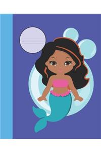 Pretty Pink & Teal Brown Eyed Cute Girl's Writing Journal Modern Mermaid lovers Book