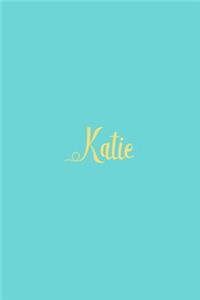 Katie: Personalized Name Turquoise Matte Soft Cover Notebook Journal to Write In. 120 Blank Lined Pages