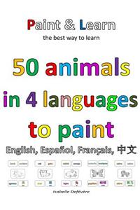 50 animals in 4 languages to paint