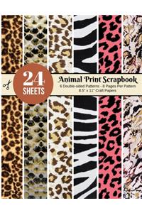 Animal Print Scrapbook Paper - 24 Double-sided Craft Patterns
