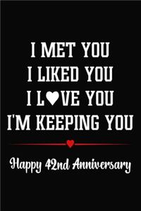 I Met You I Liked You I Love You I'm Keeping You Happy 42nd Anniversary