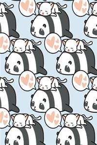 Notizbuch Katze auf Panda mit Herzchen