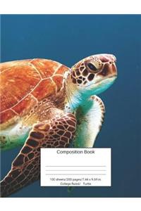Composition Book 100 Sheets/200 Pages/7.44 X 9.69 In. College Ruled/ Turtle