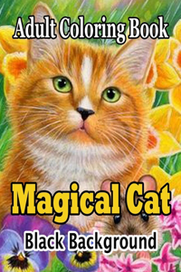 Magical Cat Adult Coloring Book Black Background