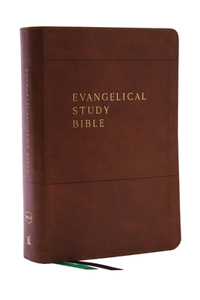 NKJV, Evangelical Study Bible, Leathersoft, Brown, Red Letter, Thumb Indexed, Comfort Print