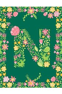 Floral Initial N Monogram Journal
