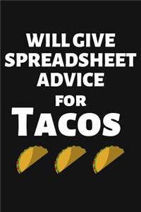 Will Give Spreadsheet Advice for Tacos