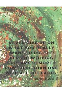 Never give up on what you really want to do. The person with big dreams is more powerful than one with all the facts.