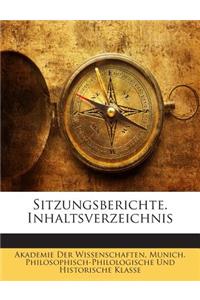 Sitzungsberichte. Inhaltsverzeichnis
