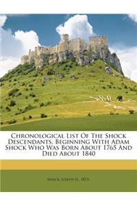 Chronological List of the Shock Descendants, Beginning with Adam Shock Who Was Born about 1765 and Died about 1840