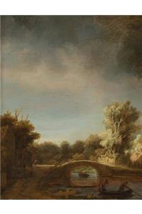 The Stone Bridge, Rembrandt Van Rijn. Blank Journal: 150 Blank Pages, 8,5x11 Inch (21.59 X 27.94 CM) Laminated