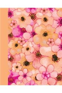 Journal: Watercolor Flower Petals (Orange) 8x10 - Lined Journal - Writing Journal with Blank Lined Pages