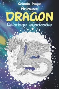 Coloriage Zendoodle - Grande image - Animaux - Dragon