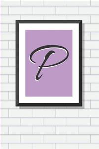 Initial P Personalized Blank Lined Journal Notebook