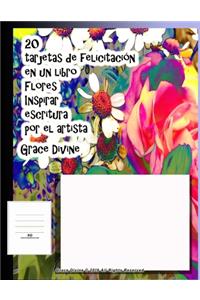 20 tarjetas de felicitación en un libro Flores Inspirar escritura por el artista Grace Divine