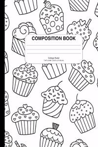 Composition Notebook with Coloring Cupcakes