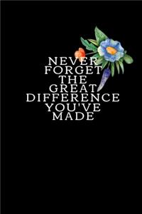 Never Forget The Great Difference You've Made