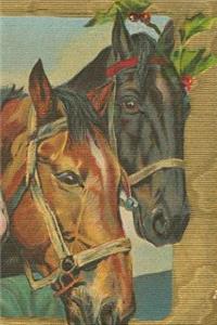 Rustic Vintage Christmas Horses Holly Berries Journal