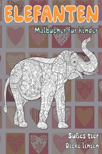 Malbücher für Kinder - Dicke Linien - Süßes Tier - Elefanten
