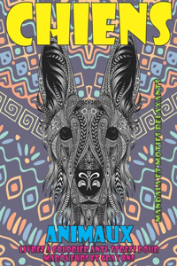 Livres à colorier anti-stress pour marqueurs et crayons - Mandala et motifs relaxants - Animaux - Chiens