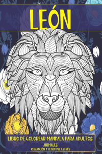 Libro de colorear Mandala para adultos - Relajación y alivio del estrés - Animales - León