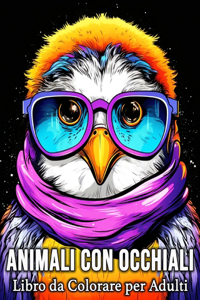 Animali con Occhiali Libro da Colorare per Adulti