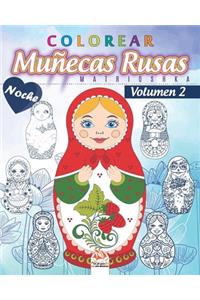 Colorear Muñecas Rusas 2 - Matrioshka - Noche