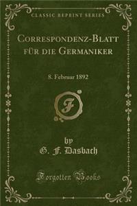 Correspondenz-Blatt Für Die Germaniker