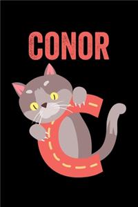 Conor: Journal (Diary, Notebook) Personalized Custom Name Alphabet Cat Birthday Gift for Boys