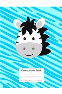 Composition Book 100 Sheets/200 Pages/8.5 X 11 In. Wide Ruled/ Zebra Blue