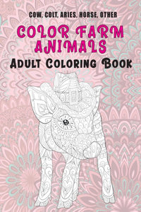 Color Farm Animals - Adult Coloring Book - Cow, Сolt, Aries, Horse, other