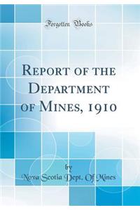 Report of the Department of Mines, 1910 (Classic Reprint)