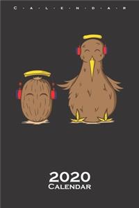 Kiwi bird and fruit listen to Music Calendar 2020