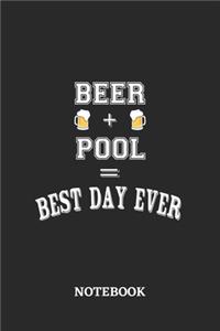 BEER + POOL = Best Day Ever Notebook: 6x9 inches - 110 ruled, lined pages - Greatest Alcohol Journal for the best notes, memories and drunk thoughts - Gift, Present Idea