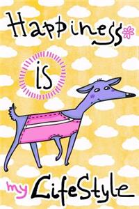 Journal Notebook For Dog Lovers, Happiness Is My Lifestyle Purple Dog 5