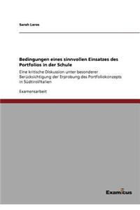 Bedingungen eines sinnvollen Einsatzes des Portfolios in der Schule