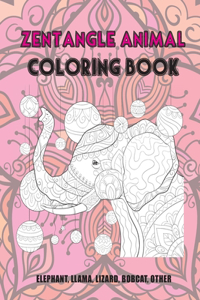 Zentangle Animal - Coloring Book - Elephant, Llama, Lizard, Bobcat, other