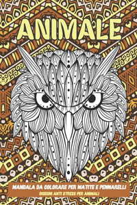 Mandala da colorare per matite e pennarelli - Disegni Anti stress per animali - Animale