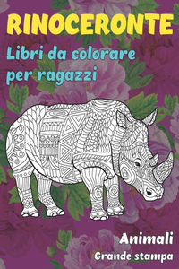 Libri da colorare per ragazzi - Grande stampa - Animali - Rinoceronte