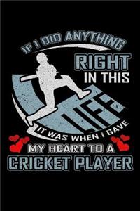 If I Did Anything Right in This Life It Was When I Gave My Heart to a Cricket Player