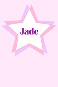 Jade: First Name Personalized Notebook. College Ruled Journal. Pastel Pink Writing Diary with Stars Pattern for Girls and Women