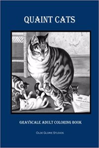 Quaint Cats Grayscale Adult Coloring Book