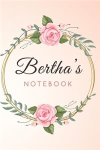 BERTHA'S Customized Floral Notebook / Journal 6x9 Ruled Lined 120 Pages School Degree Student Graduation university
